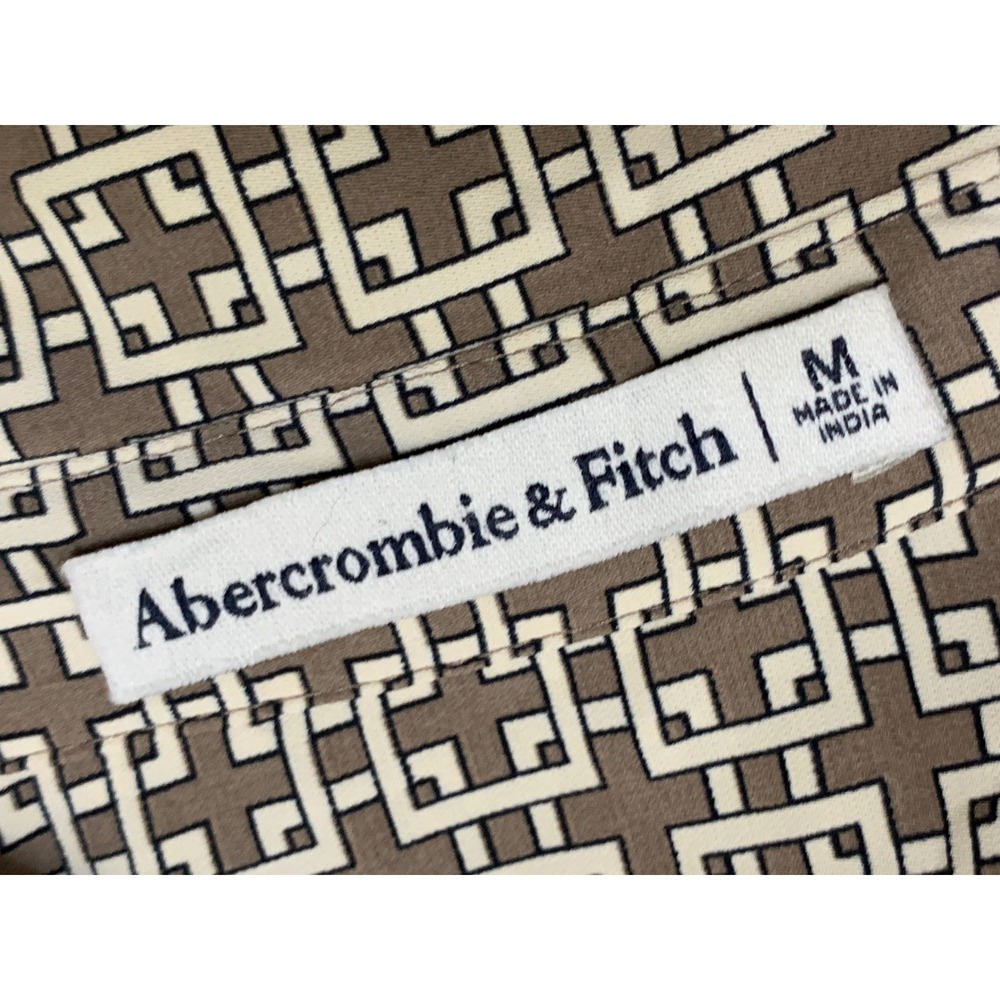 Abercrombie & Fitch Women's Brown Geometric Tile Print Button Up Shirt Blouse - Picture 4 of 9